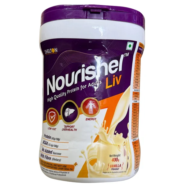 Nourishel Liv Vanilla Flavour Powder, 400 gm, Pack of 1