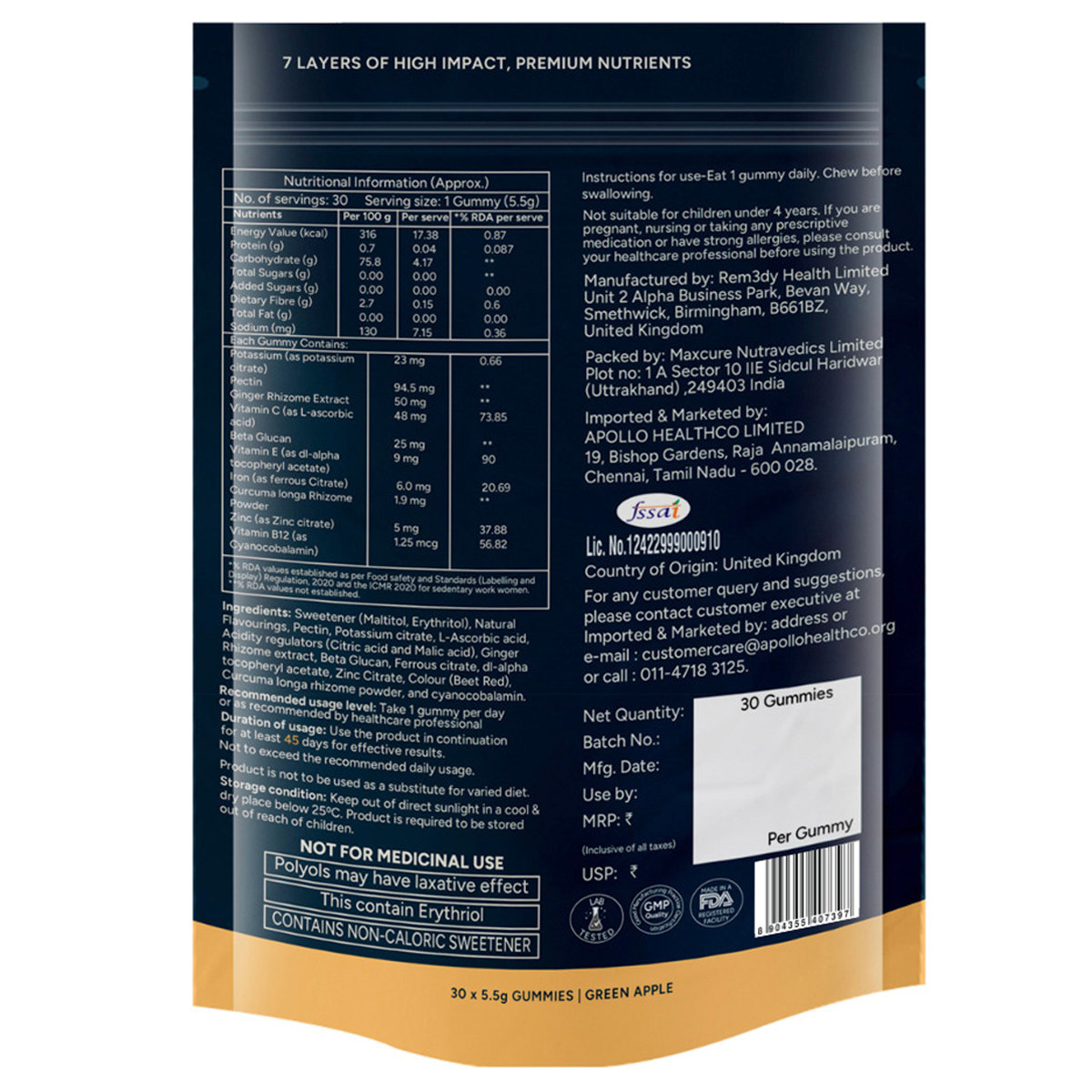 Apollo Expert Nourished Immunity & Energy Gummies, 30 Count, Pack of 1 Apollo Expert Nourished Immunity & Energy Gummies, 30 Count, Pack of 1