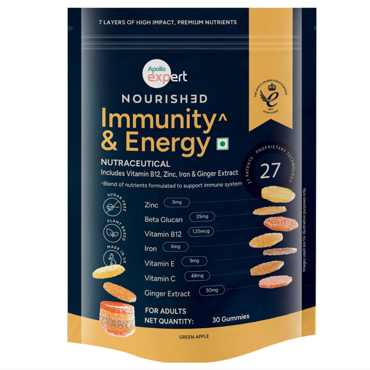 Apollo Expert Nourished Immunity & Energy Gummies, 30 Count, Pack of 1 Apollo Expert Nourished Immunity & Energy Gummies, 30 Count, Pack of 1