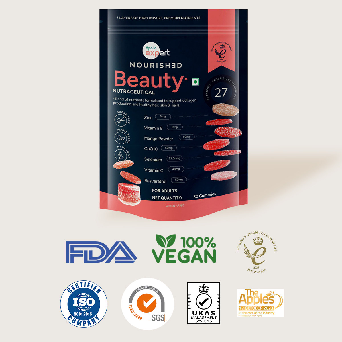 Apollo Expert Nourished Beauty Gummies, 30 Count, Pack of 1 Apollo Expert Nourished Beauty Gummies, 30 Count, Pack of 1