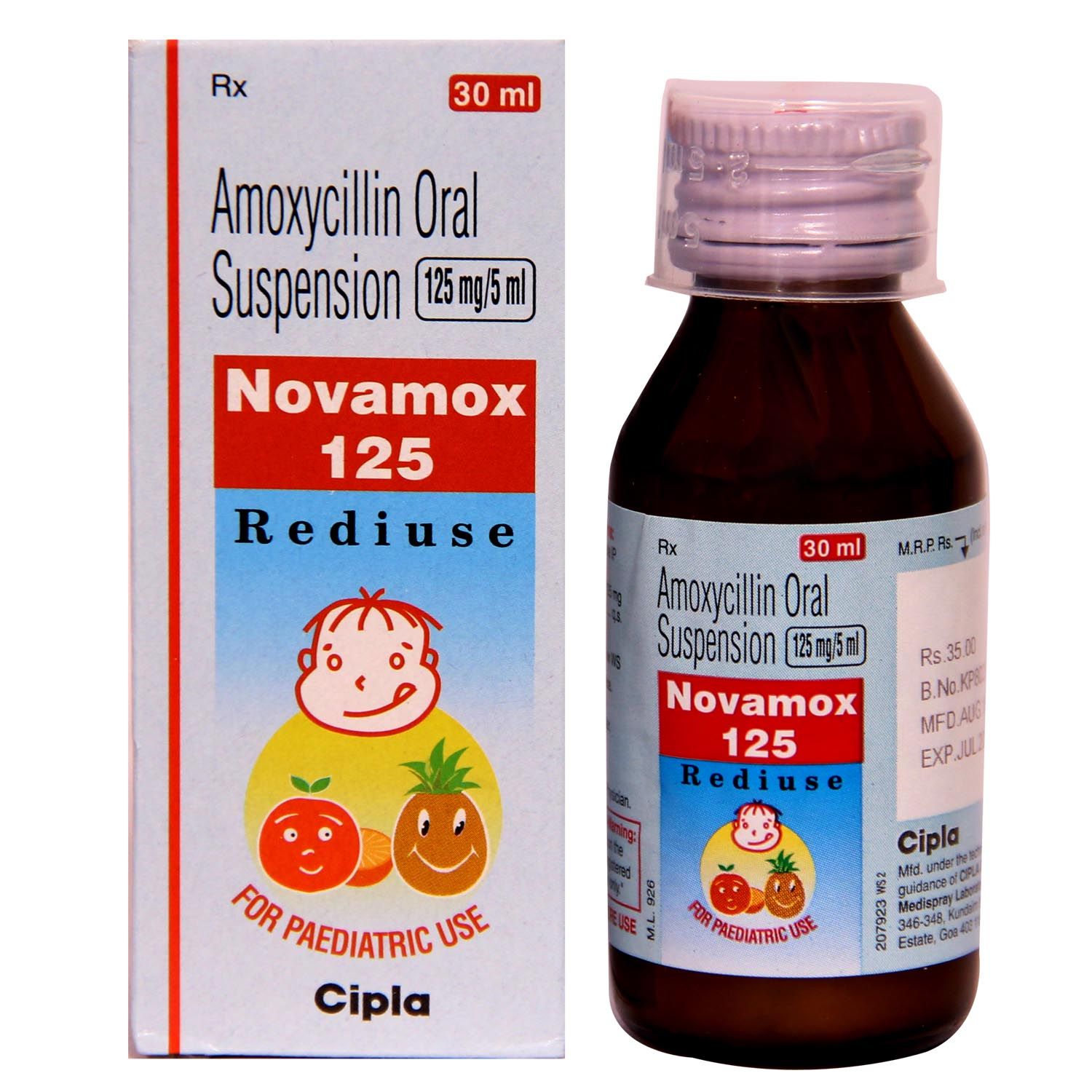 Buy Novamox 125 Rediuse Oral Suspension 30 ml Online