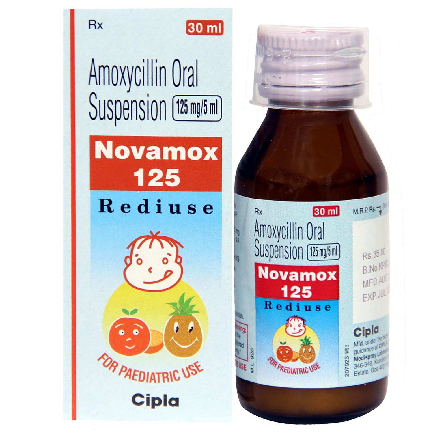 Novamox 125 Rediuse Oral Suspension 30 ml, Pack of 1 ORAL SUSPENSION Novamox 125 Rediuse Oral Suspension 30 ml, Pack of 1 ORAL SUSPENSION