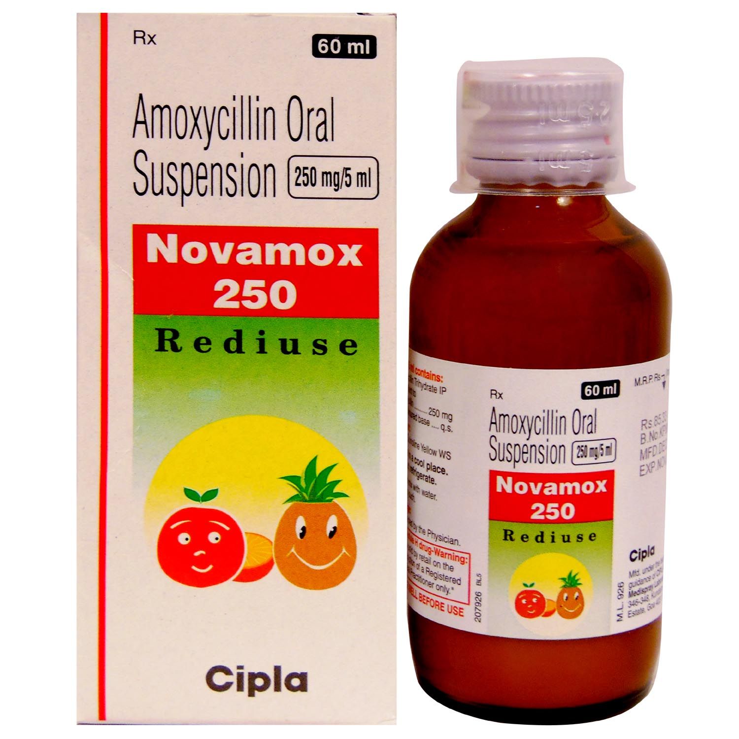 Buy Novamox 250 Rediuse Oral Suspension 60 ml Online