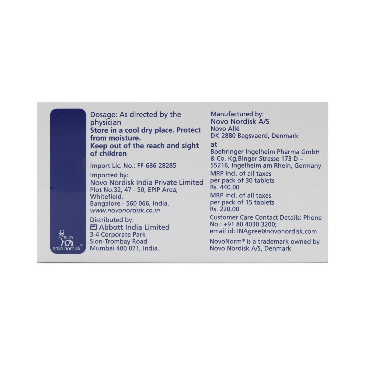 Novonorm 1mg Tablet 15's Price, Uses, Side Effects, Composition ...