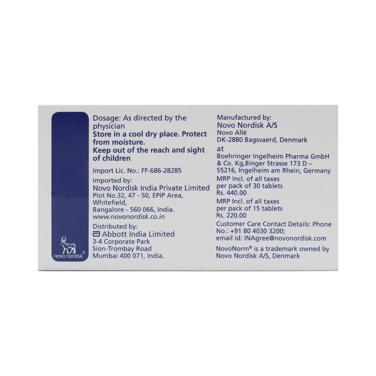 Novonorm 1 mg Tablet 15's, Pack of 15 TABLETS Novonorm 1 mg Tablet 15's, Pack of 15 TABLETS