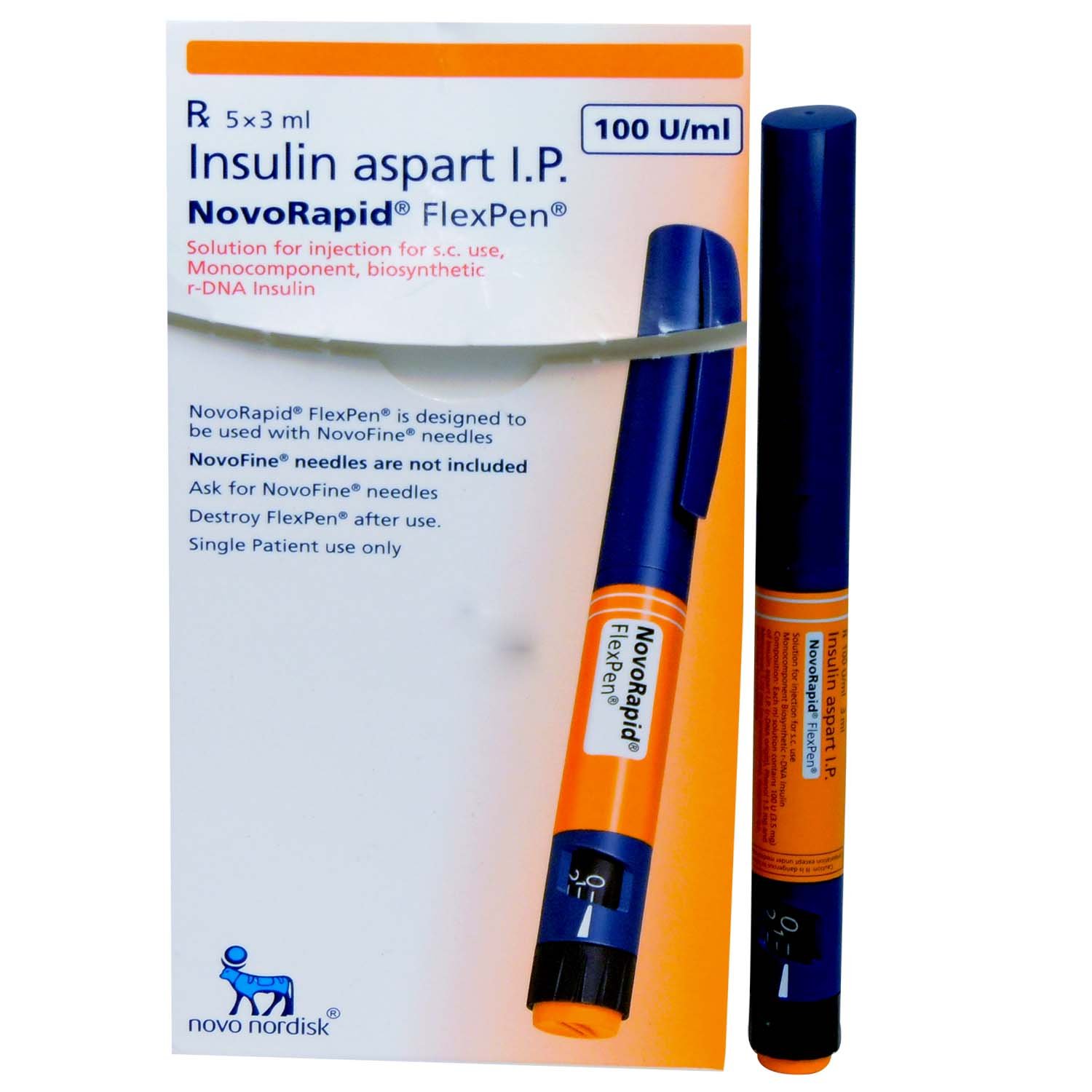 Novorapid 100IU/ml Flexpen 3 ml, Pack of 1 Injection Novorapid 100IU/ml Flexpen 3 ml, Pack of 1 Injection