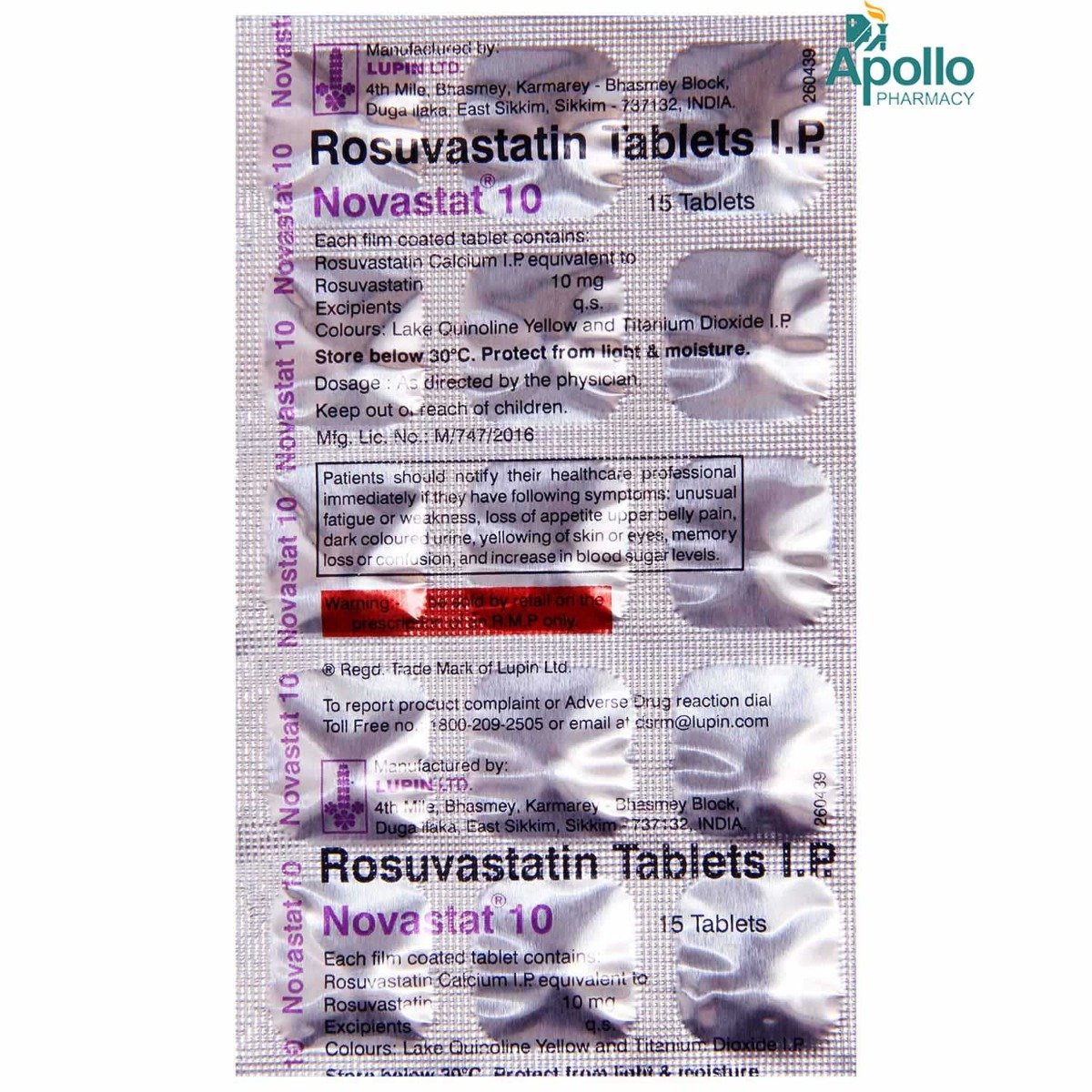 Novastat 10 Tablet 15's, Pack of 15 TabletS Novastat 10 Tablet 15's, Pack of 15 TabletS