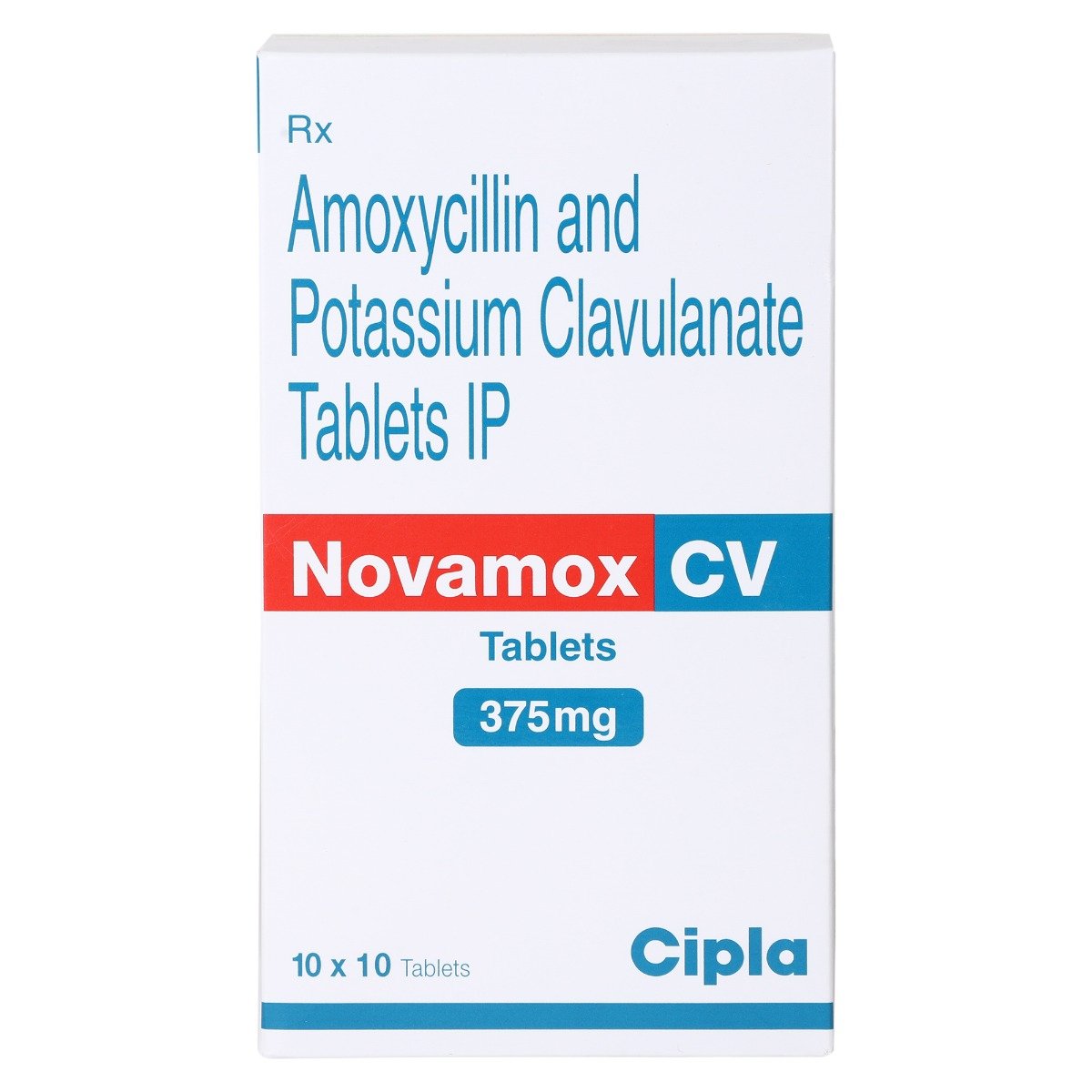 Novamox CV 375 mg Tablet 10's, Pack of 10 TabletS Novamox CV 375 mg Tablet 10's, Pack of 10 TabletS