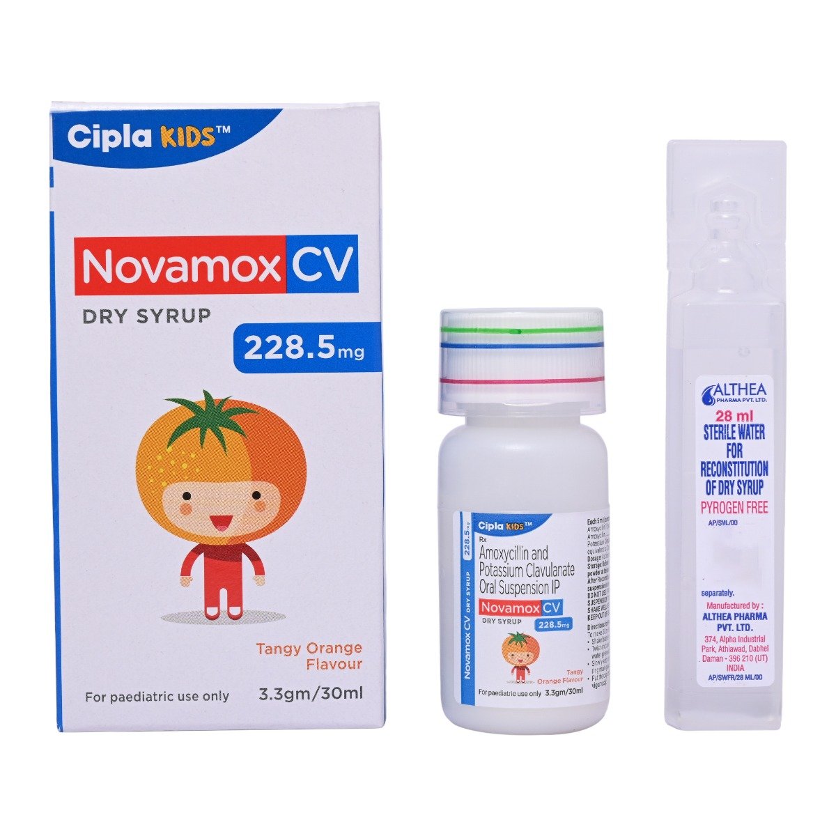 Novamox CV 228.5 mg Tangy Orange Paediatric Dry Syrup 30 ml, Pack of 1 Syrup Novamox CV 228.5 mg Tangy Orange Paediatric Dry Syrup 30 ml, Pack of 1 Syrup