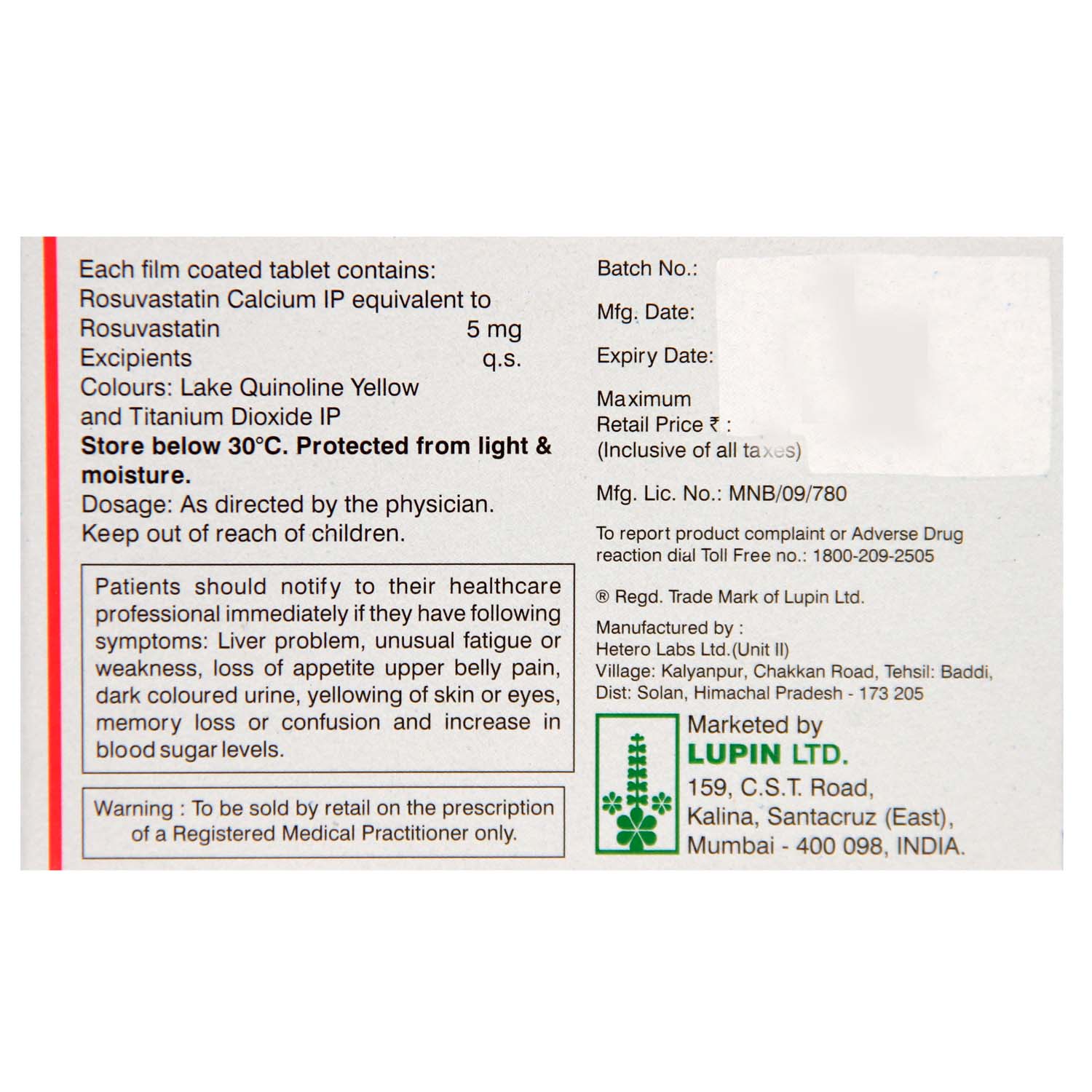 Novastat 5 Tablet 15's, Pack of 15 TabletS Novastat 5 Tablet 15's, Pack of 15 TabletS