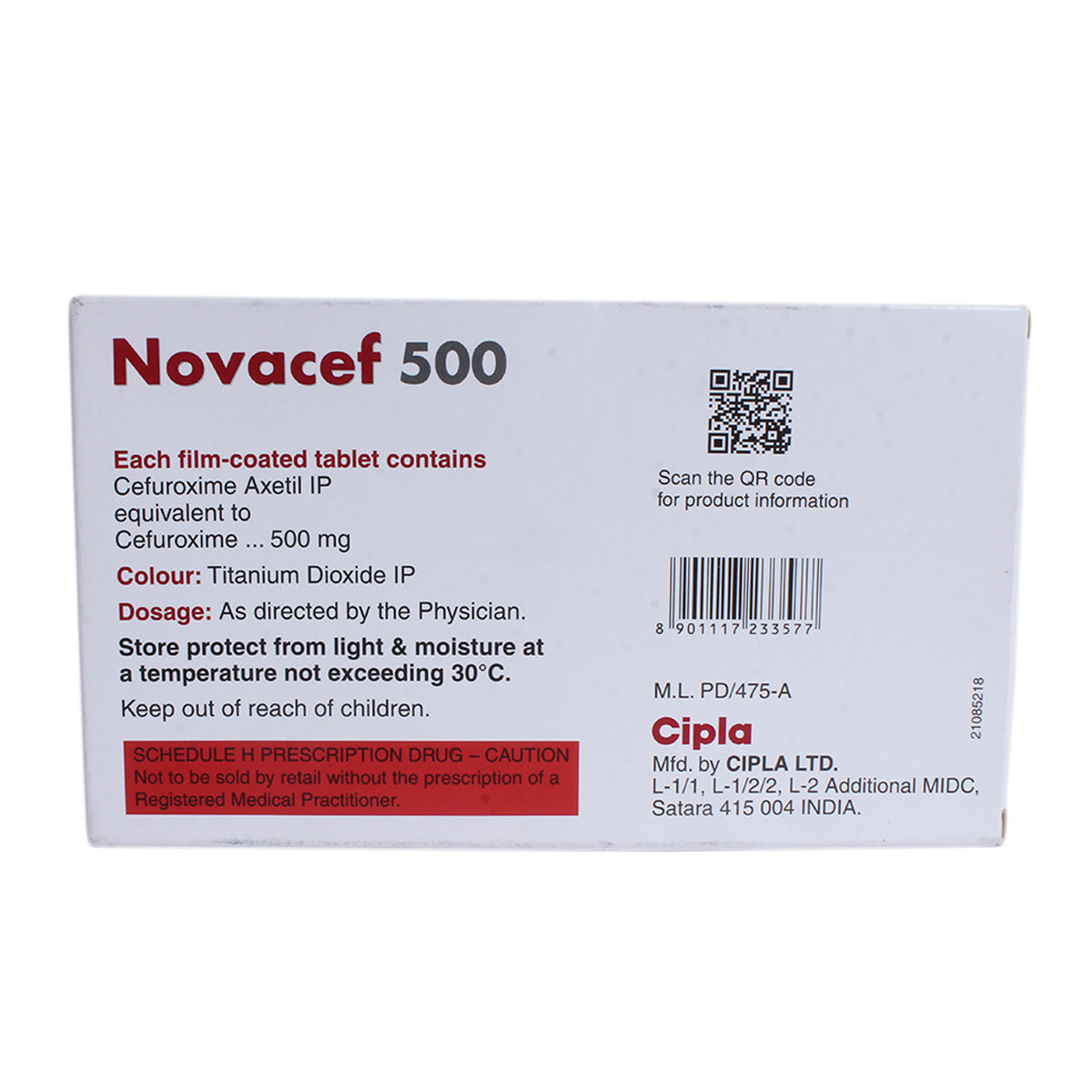 Novacef 500 Tablet 10's, Pack of 10 TabletS Novacef 500 Tablet 10's, Pack of 10 TabletS