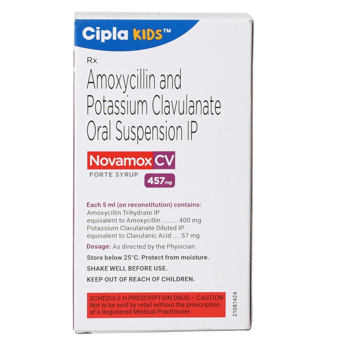 Novamox CV Forte 457 mg Tangy Orange Syrup 60 ml, Pack of 1 Syrup Novamox CV Forte 457 mg Tangy Orange Syrup 60 ml, Pack of 1 Syrup