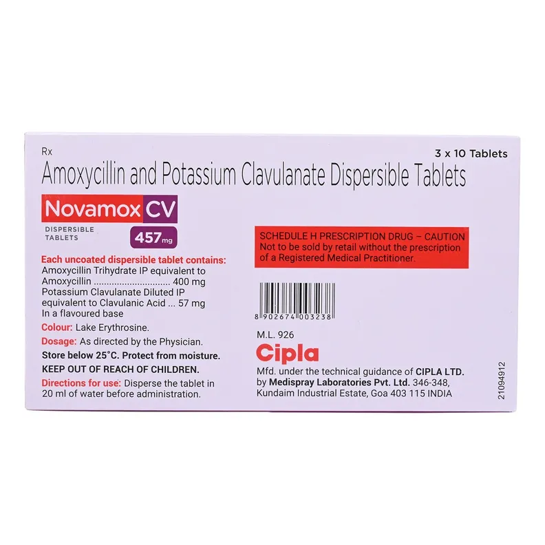 Buy Novamox CV 457 Tangy Orange DT Tablet online | Uses, Side Effects ...