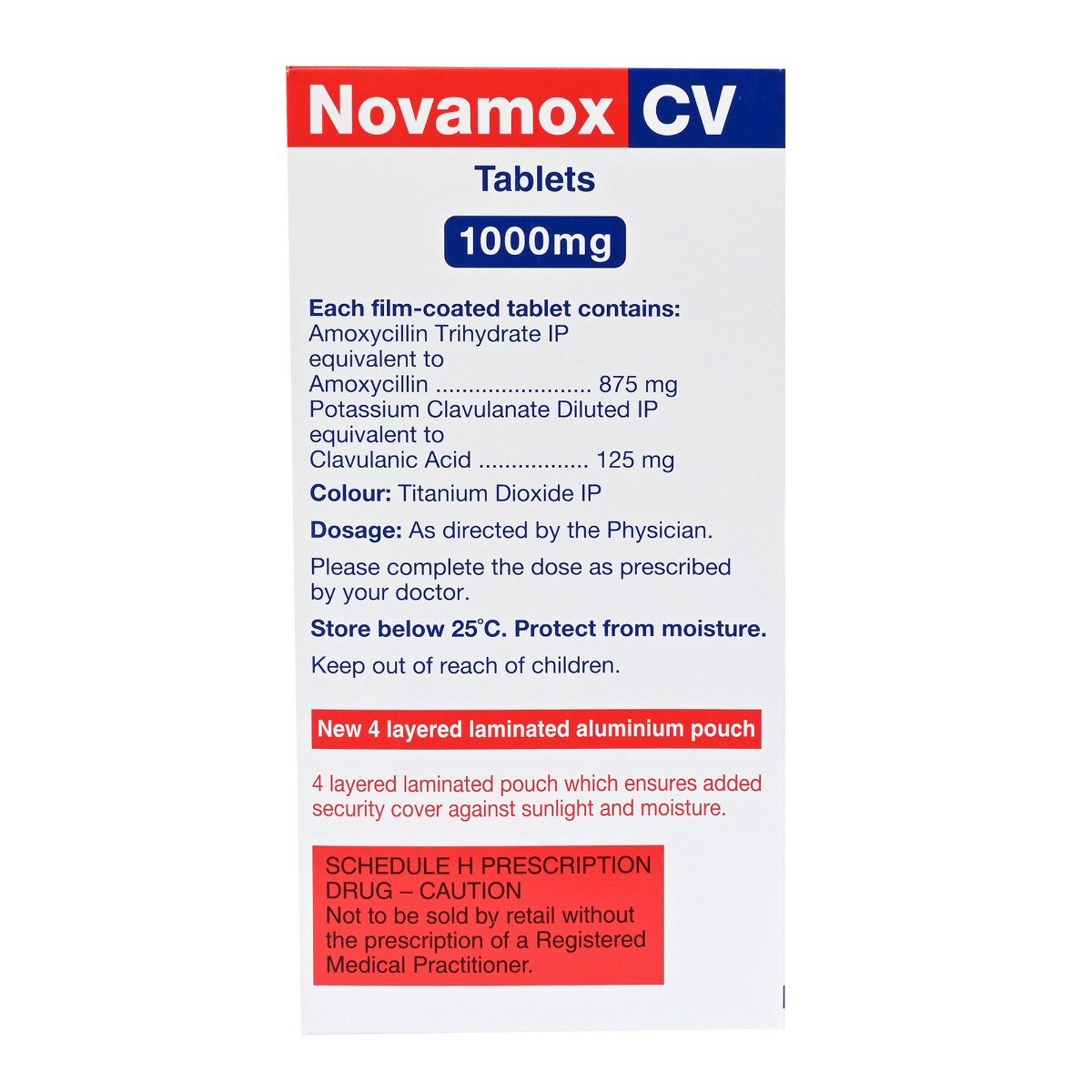 Novamox CV 1000 Tablet 10's, Pack of 10 TabletS Novamox CV 1000 Tablet 10's, Pack of 10 TabletS