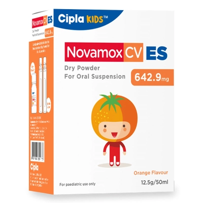 Novamox CV ES Orange paediatric Oral Suspension 50 ml, Pack of 1 ORAL SUSPENSION