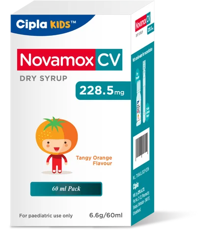 Novamox CV 228.5 mg Tangy Orange Paediatric Dry Syrup 60 ml