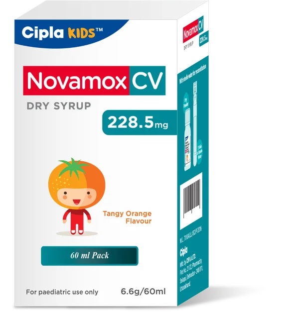 Novamox CV 228.5 mg Tangy Orange Paediatric Dry Syrup 60 ml