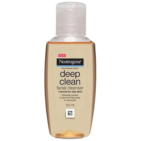 Neutrogena Deep Clean Facial Cleanser 50 gm | Deeply Cleanses | Improves Complexion | For Normal to Oily Skin, Pack of 1