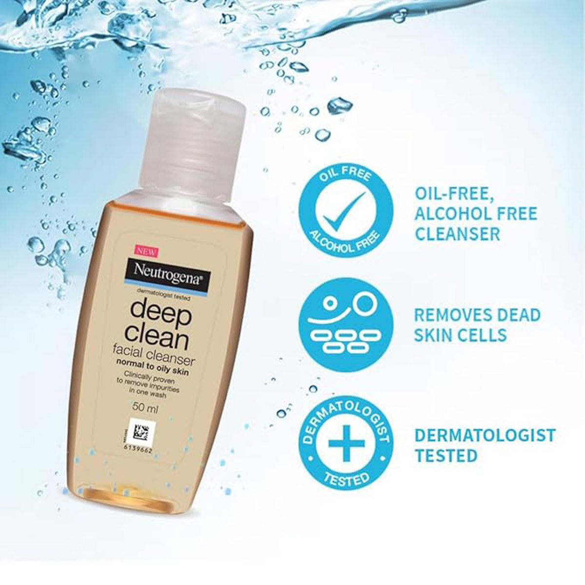 Neutrogena Deep Clean Facial Cleanser 50 gm | Deeply Cleanses | Improves Complexion | For Normal to Oily Skin, Pack of 1 Neutrogena Deep Clean Facial Cleanser 50 gm | Deeply Cleanses | Improves Complexion | For Normal to Oily Skin, Pack of 1