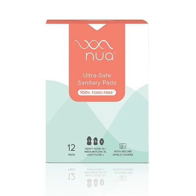 Nua Ultra Safe Assorted Sanitary Pads, 12 Count (3XL+, 5XL, 4L), Pack of 1