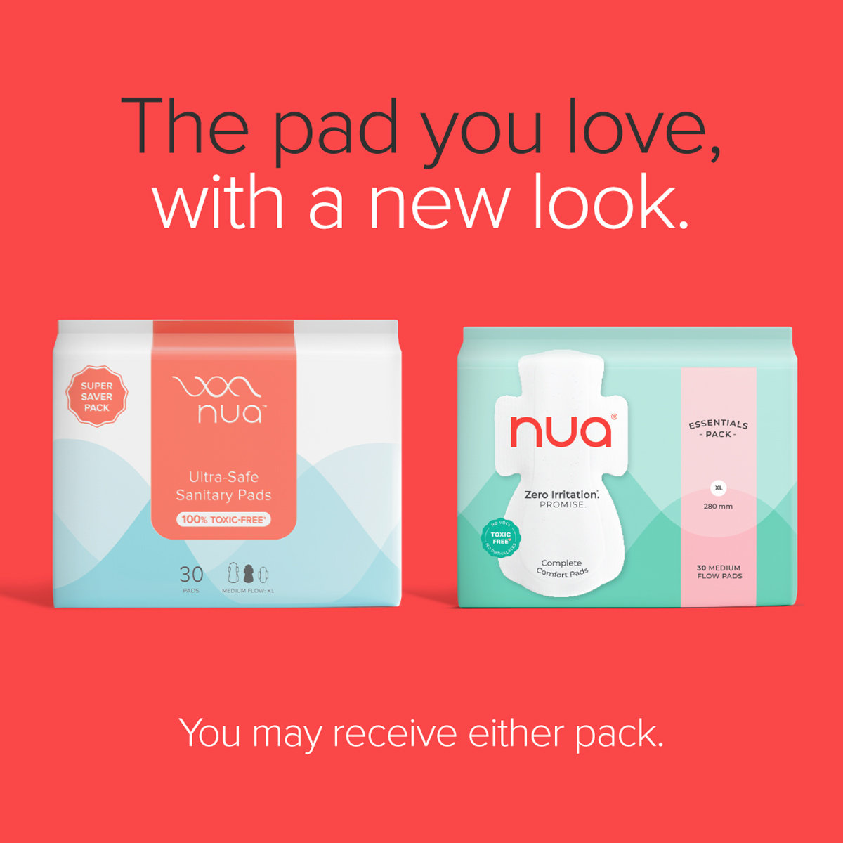 Nua Ultra-Safe Medium Flow XL Sanitary Pads for Women, 30 Count, Pack of 1 Nua Ultra-Safe Medium Flow XL Sanitary Pads for Women, 30 Count, Pack of 1