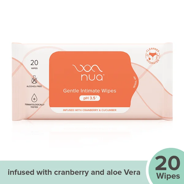 Nua Gentle Intimate pH 3.5 Wipes, 20 Count, Pack of 1