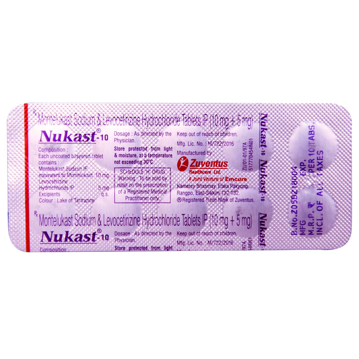 Nukast-10 Tablet 10's, Pack of 10 Nukast-10 Tablet 10's, Pack of 10