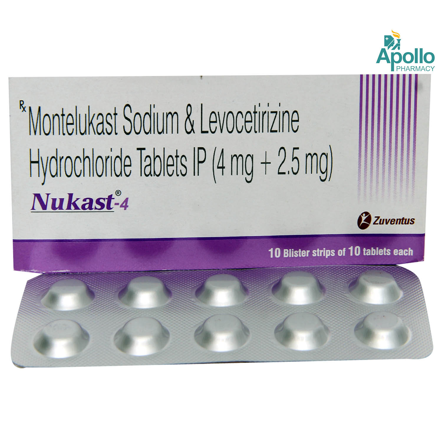 Nukast 4 mg Tablet 10's, Pack of 10 TABLETS Nukast 4 mg Tablet 10's, Pack of 10 TABLETS