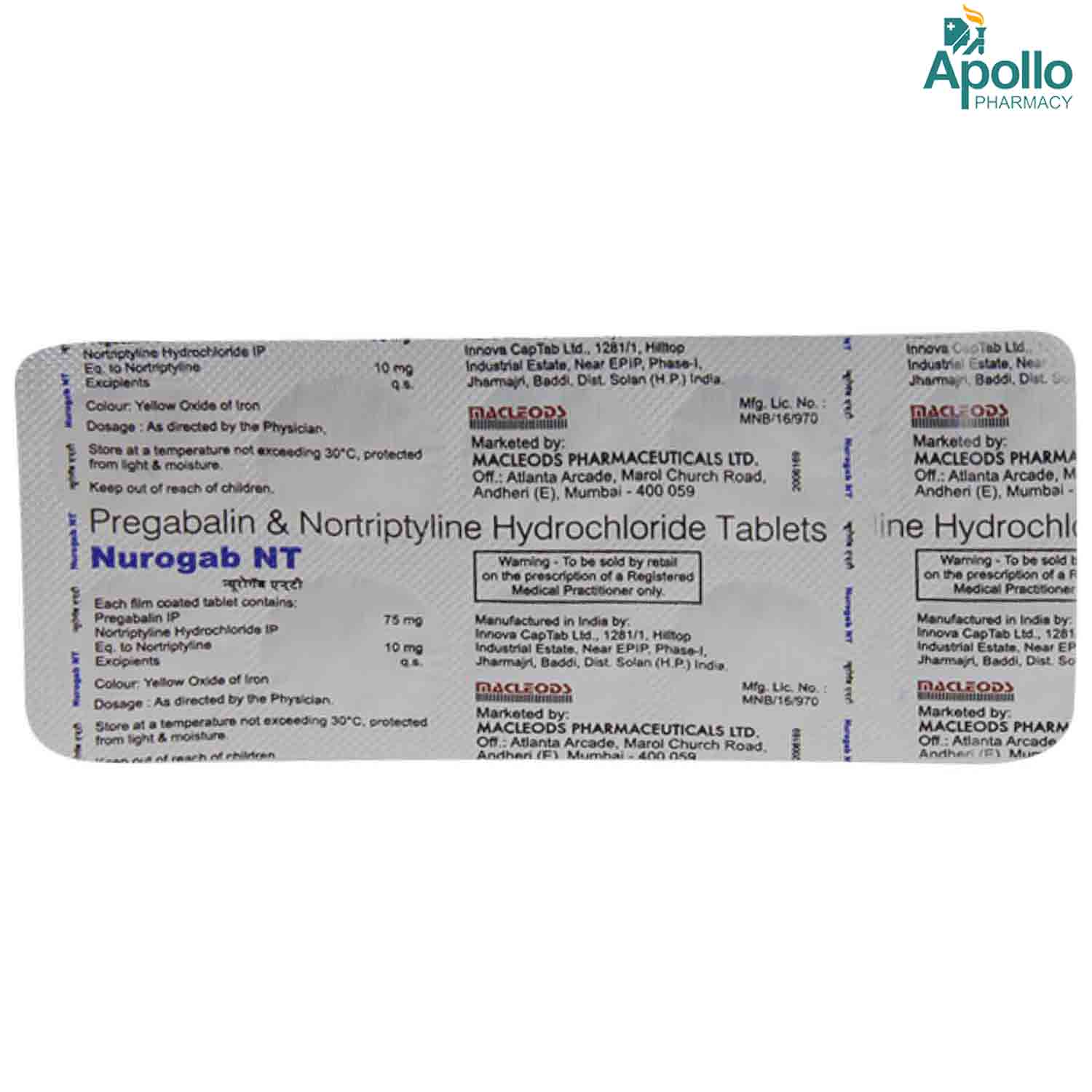 Nurogab NT Tablet 10's, Pack of 10 Nurogab NT Tablet 10's, Pack of 10