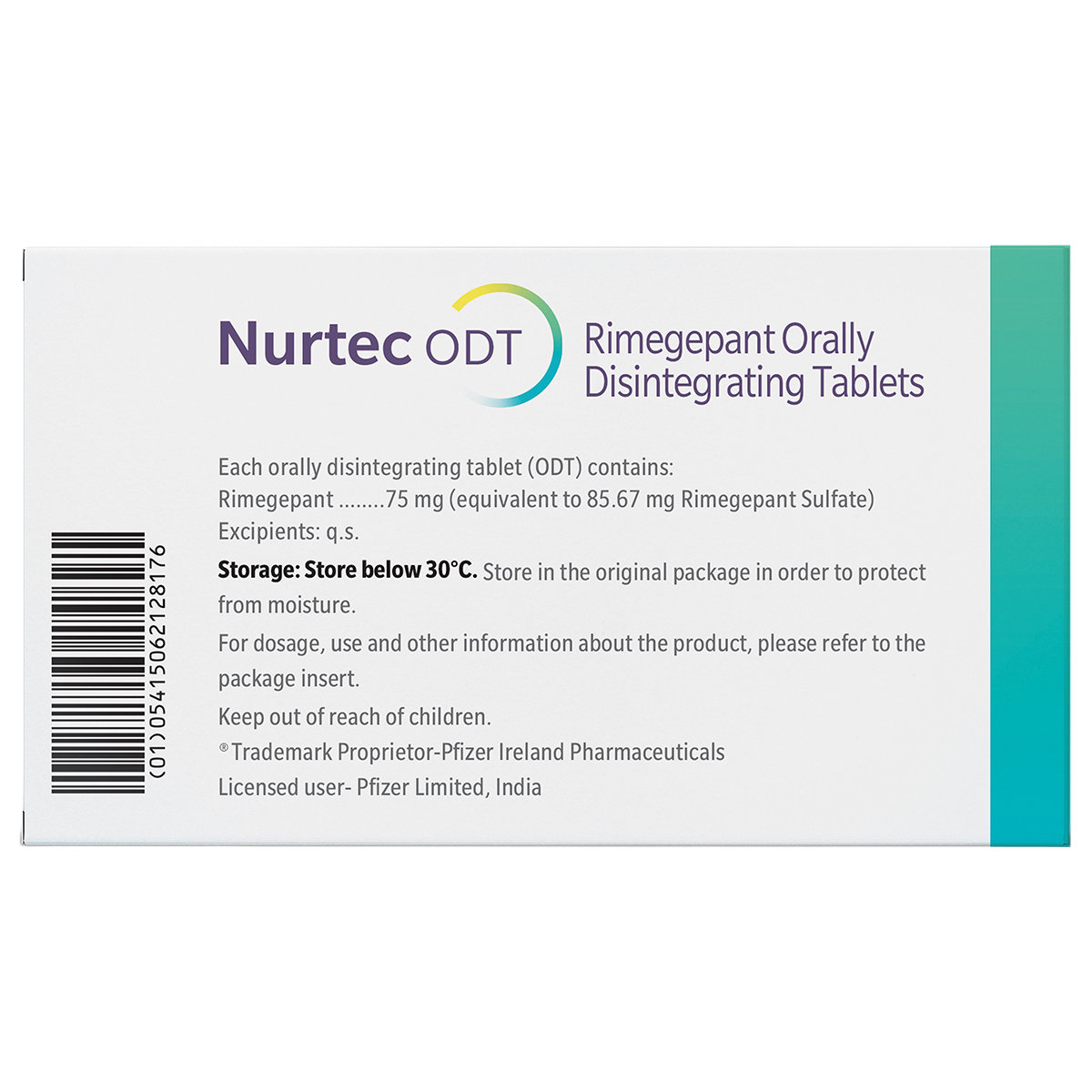 Nurtec ODT 75 mg Tablet 8's, Pack of 8 Nurtec ODT 75 mg Tablet 8's, Pack of 8