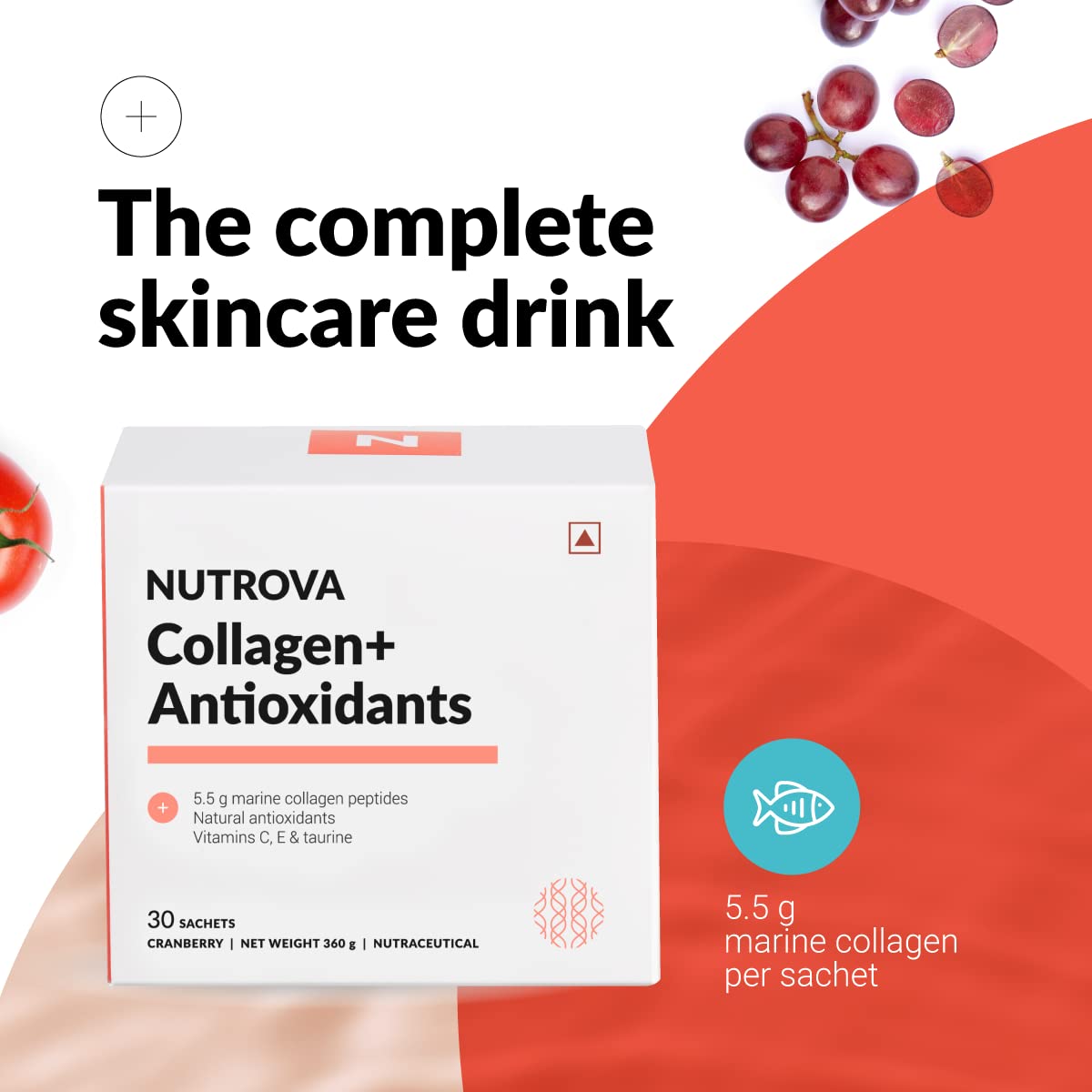 Nutrova Collagen + Antioxidants Cranberry Sachet 30 x 12 gm Price, Uses