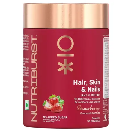Nutriburst Hair,Skin & Nails Strawberry Flavour Gummies, 30 Count