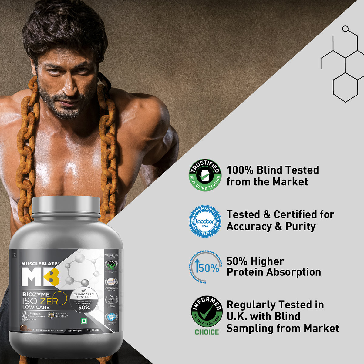 MuscleBlaze Biozyme Iso-Zero Low Carb Ice Cream Chocolate Flavour Powder, 2 kg, Pack of 1 MuscleBlaze Biozyme Iso-Zero Low Carb Ice Cream Chocolate Flavour Powder, 2 kg, Pack of 1