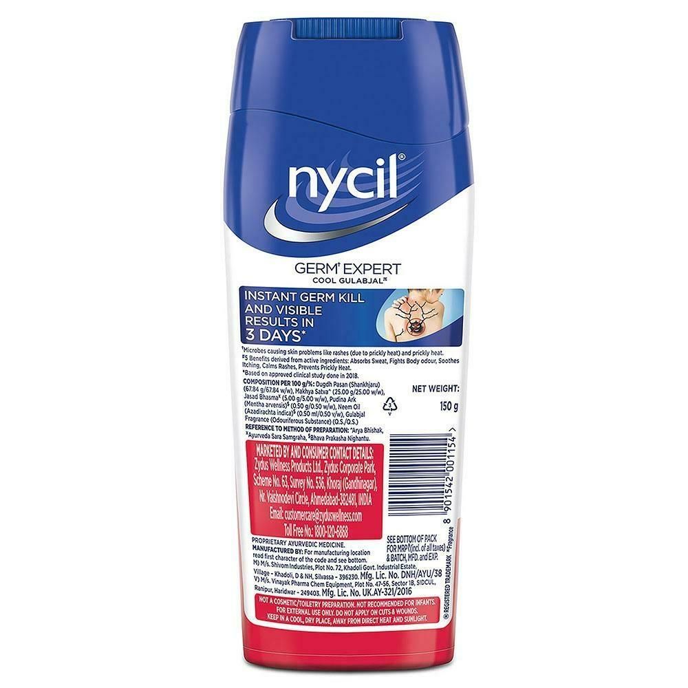 Nycil Cool Gulabjal Prickly Heat Talcum Powder, 150 gm, Pack of 1 
