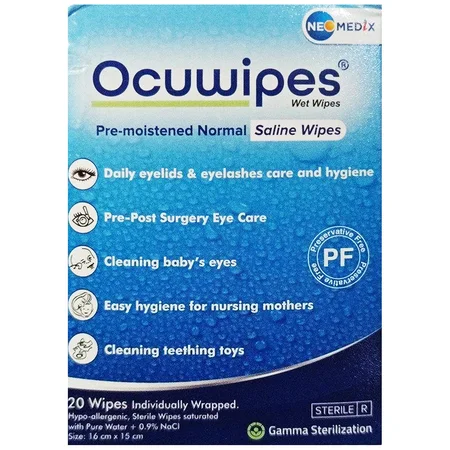 Neo Medix Ocuwipes Wet Wipes 16Cmx15Cm, 20 Count