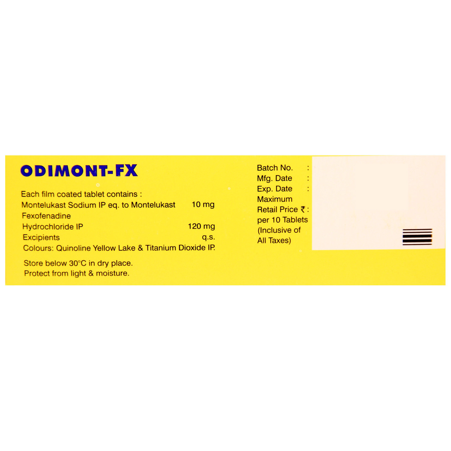 Odimont FX Tablet 10's, Pack of 10 TABLETS Odimont FX Tablet 10's, Pack of 10 TABLETS