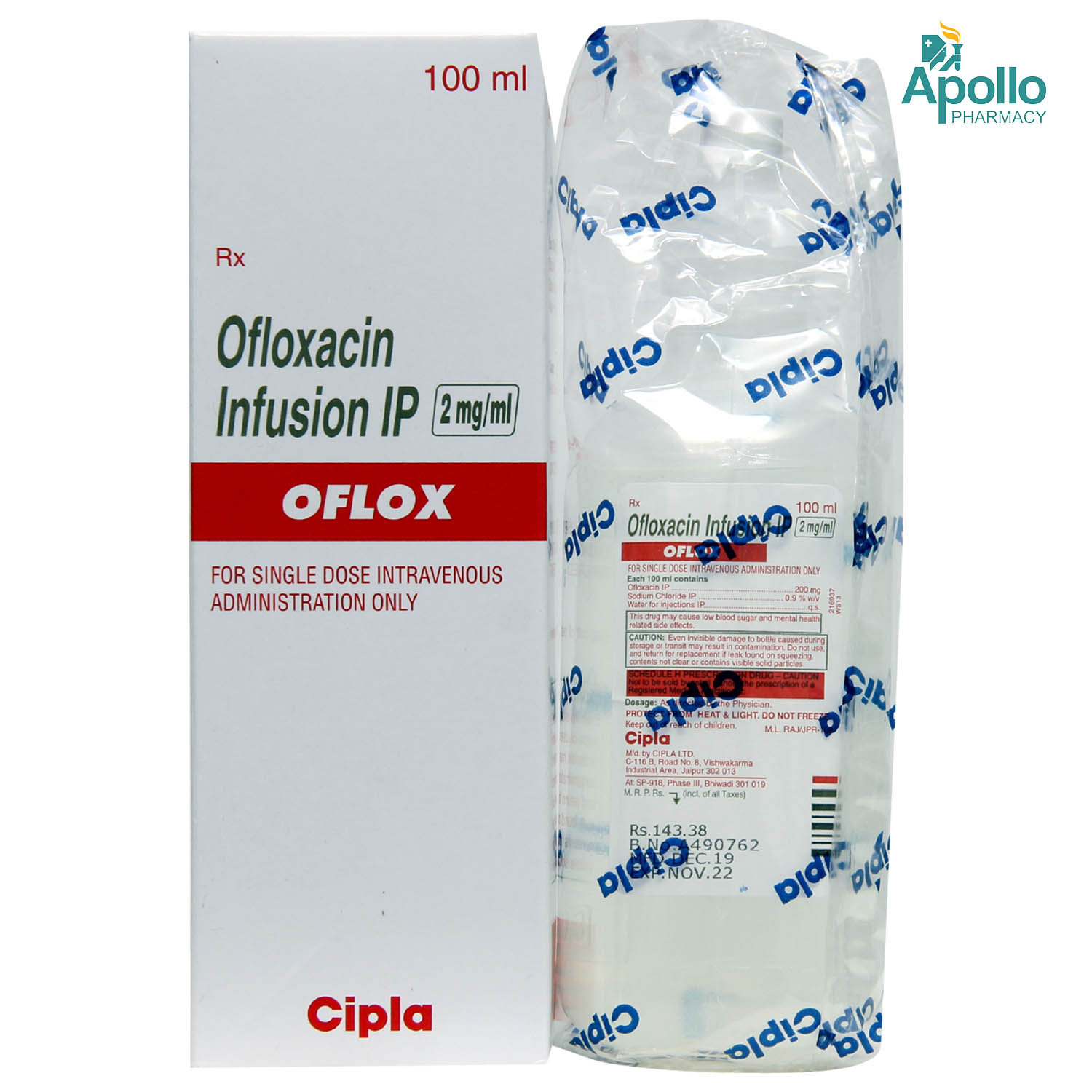 Oflox 200 mg Infusion 100 ml, Pack of 1 Oflox 200 mg Infusion 100 ml, Pack of 1