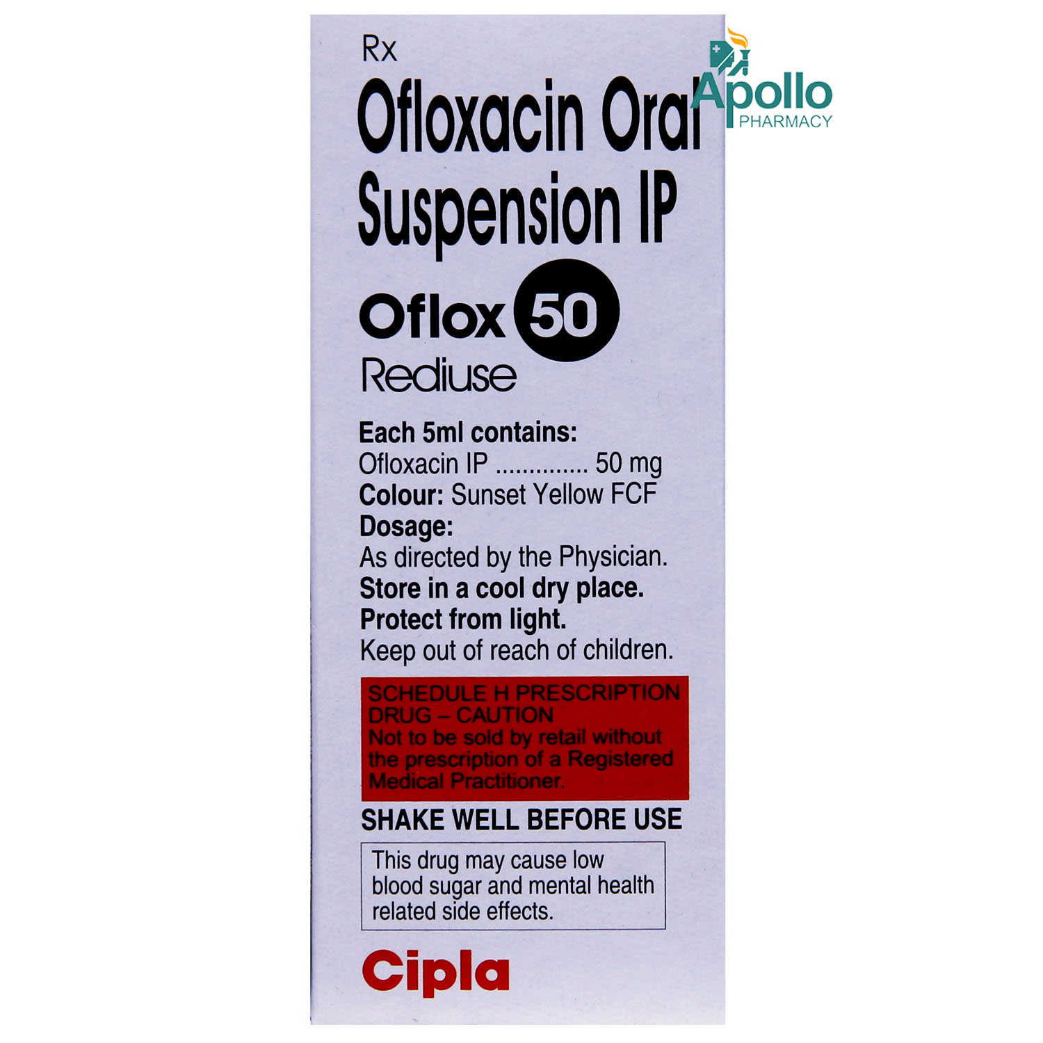 Oflox 50 Rediuse Suspension 60 ml, Pack of 1 Suspension Oflox 50 Rediuse Suspension 60 ml, Pack of 1 Suspension