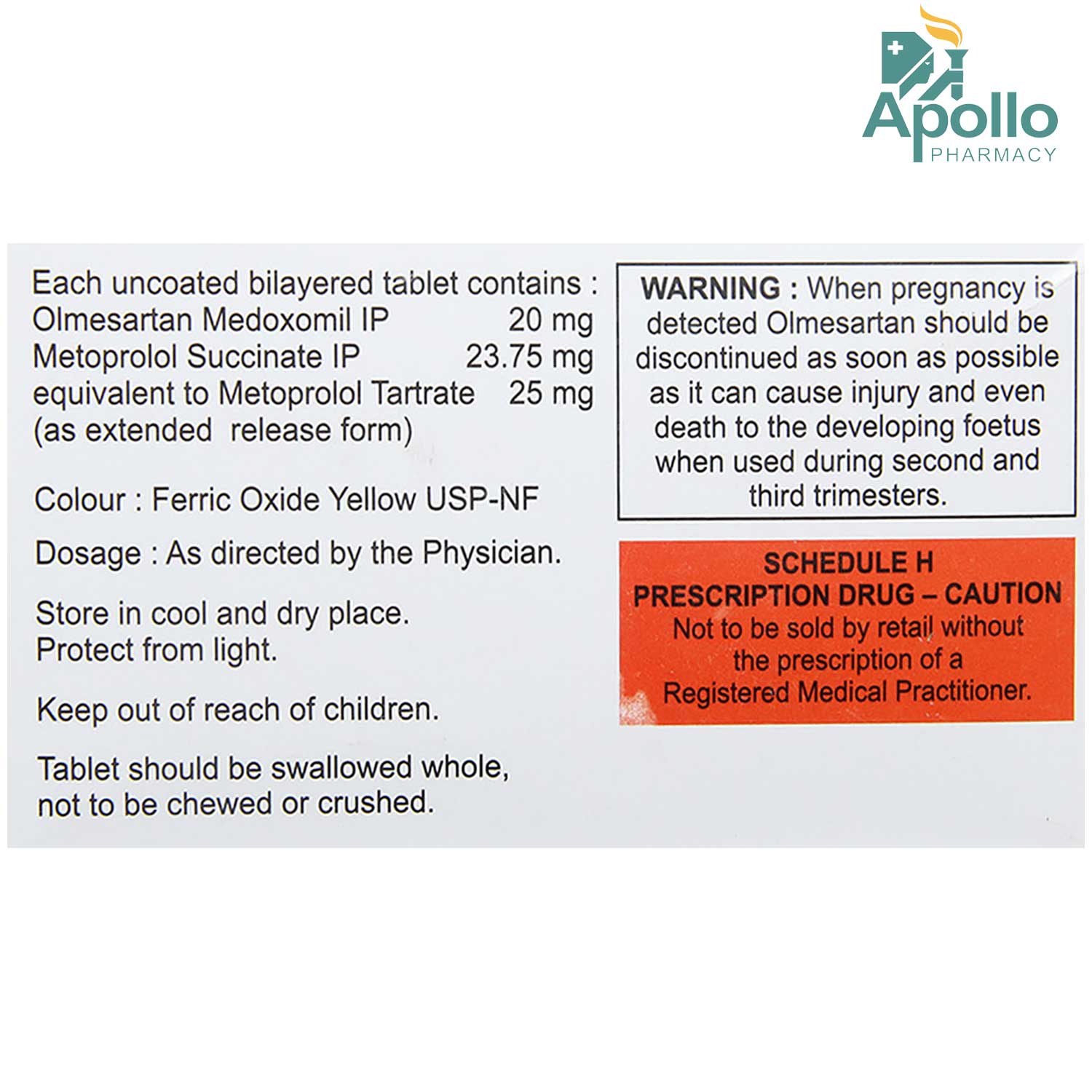 Olmesar-M 25 Tablet 10's, Pack of 10 TABLETS Olmesar-M 25 Tablet 10's, Pack of 10 TABLETS