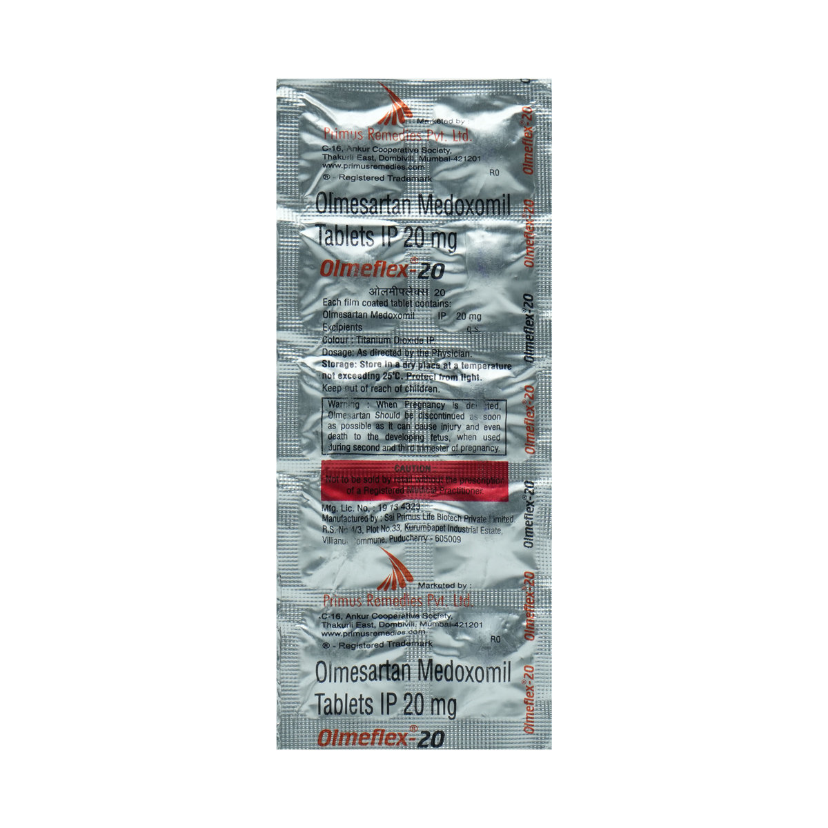 Olmeflex 20 mg Tablet 10's, Pack of 10 TABLETS Olmeflex 20 mg Tablet 10's, Pack of 10 TABLETS