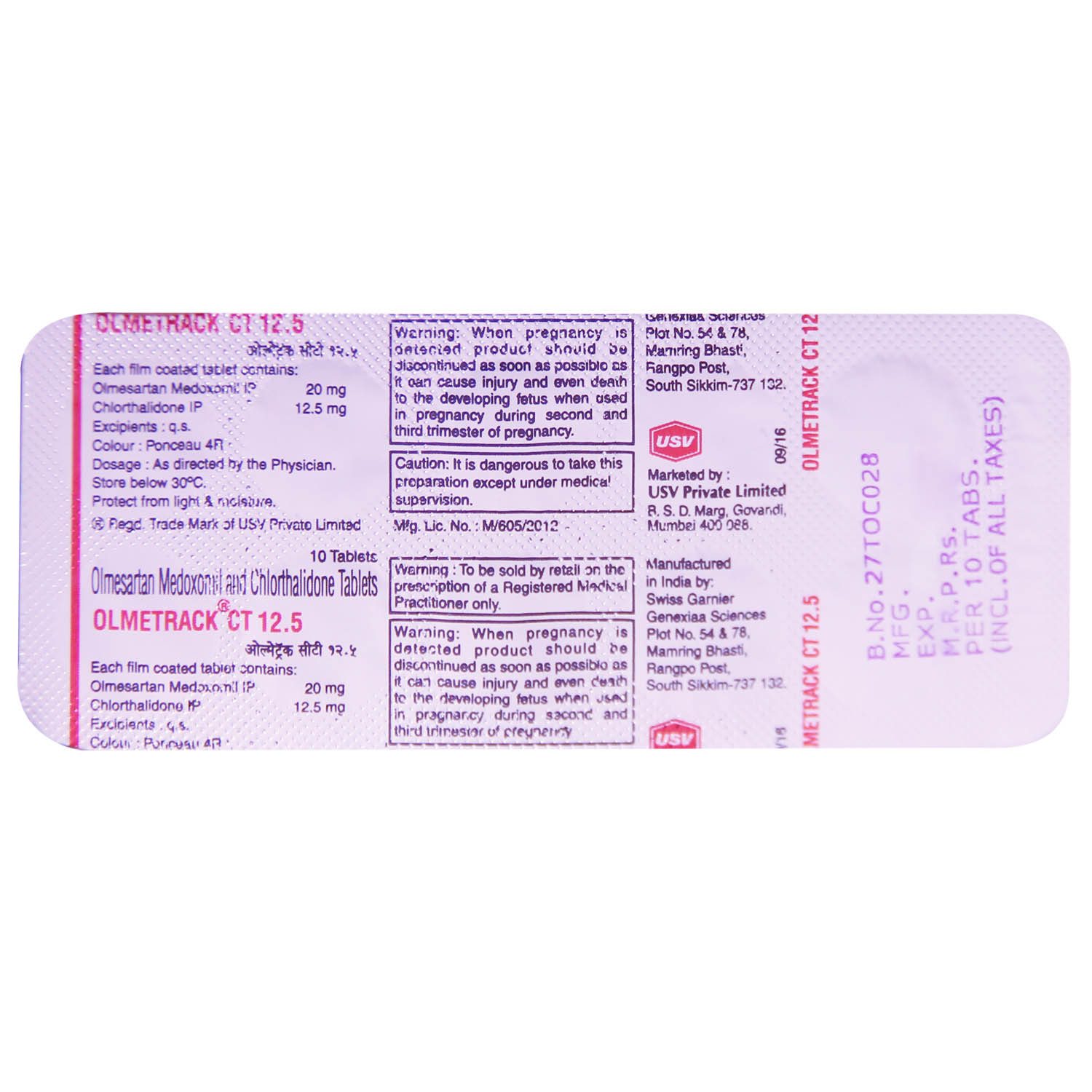 Olmetrack CT 12.5 Tablet 10's, Pack of 10 TABLETS Olmetrack CT 12.5 Tablet 10's, Pack of 10 TABLETS