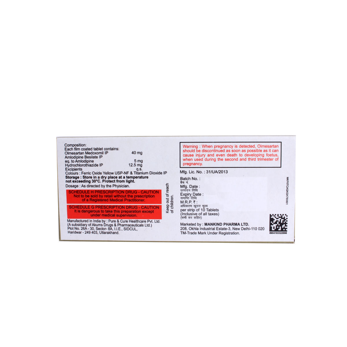 Olmetime-Amh 40mg Tablet 10's Price, Uses, Side Effects, Composition ...