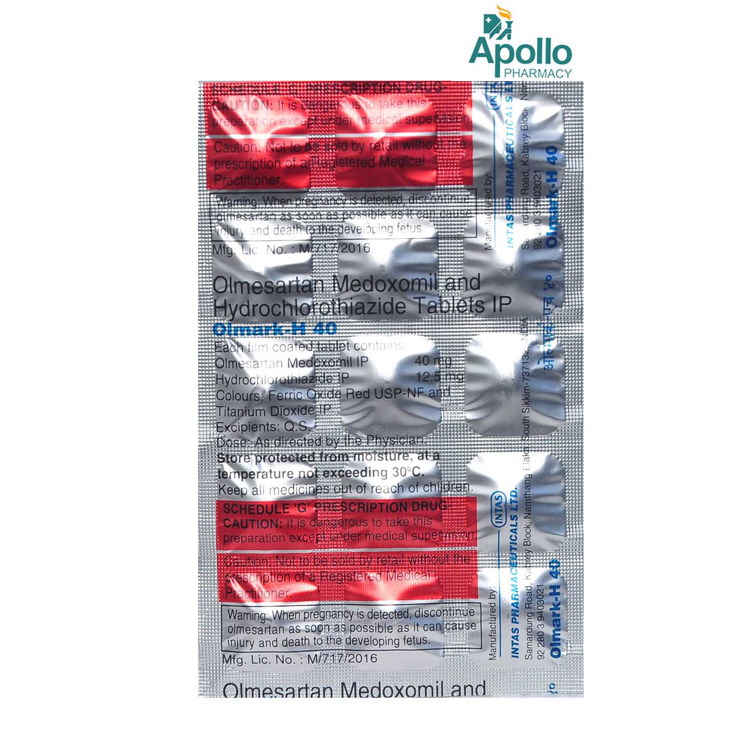 Olmark-H 40 Tablet 15's, Pack of 15 TABLETS Olmark-H 40 Tablet 15's, Pack of 15 TABLETS