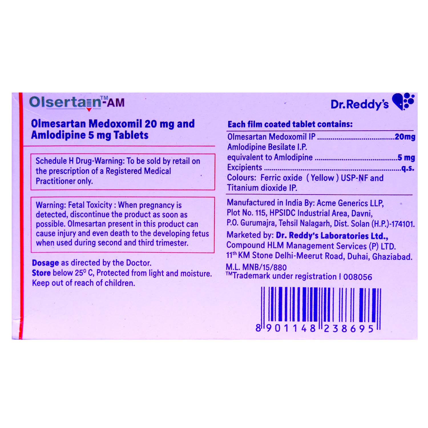 Olsertain-AM Tablet 15's, Pack of 15 TABLETS Olsertain-AM Tablet 15's, Pack of 15 TABLETS