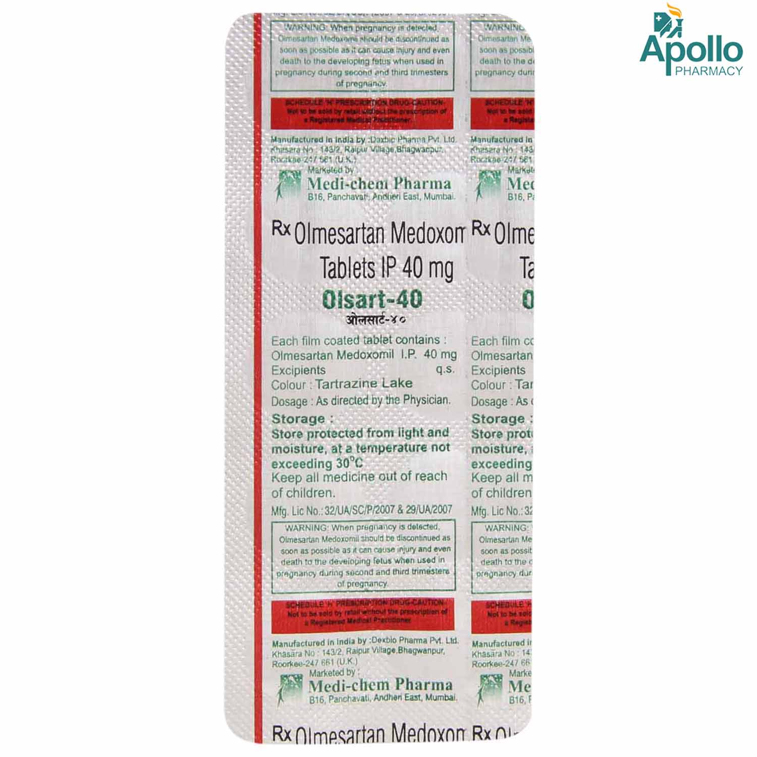 Olsart-40 Tablet 10's, Pack of 10 TABLETS Olsart-40 Tablet 10's, Pack of 10 TABLETS