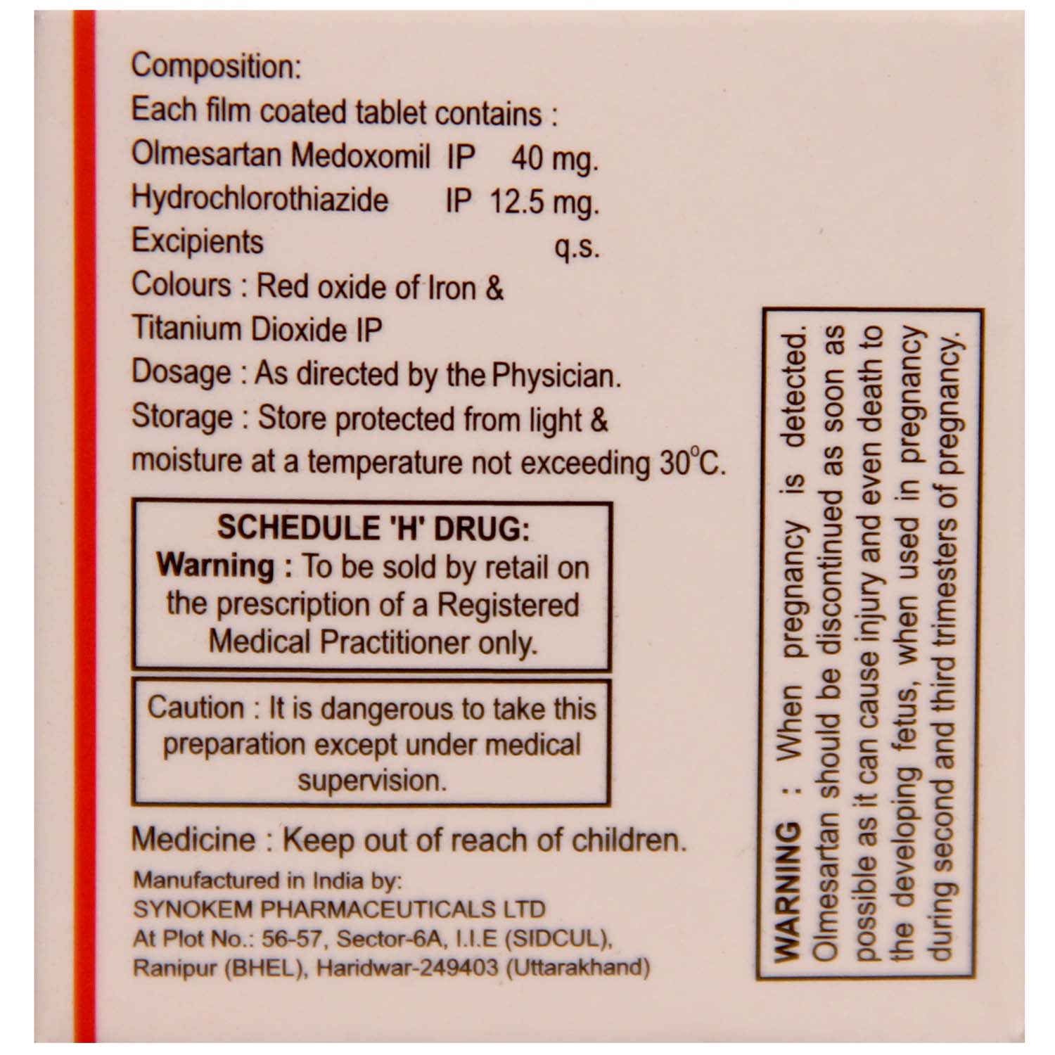 Olzox-H 40 Tablet 10's, Pack of 10 TABLETS Olzox-H 40 Tablet 10's, Pack of 10 TABLETS