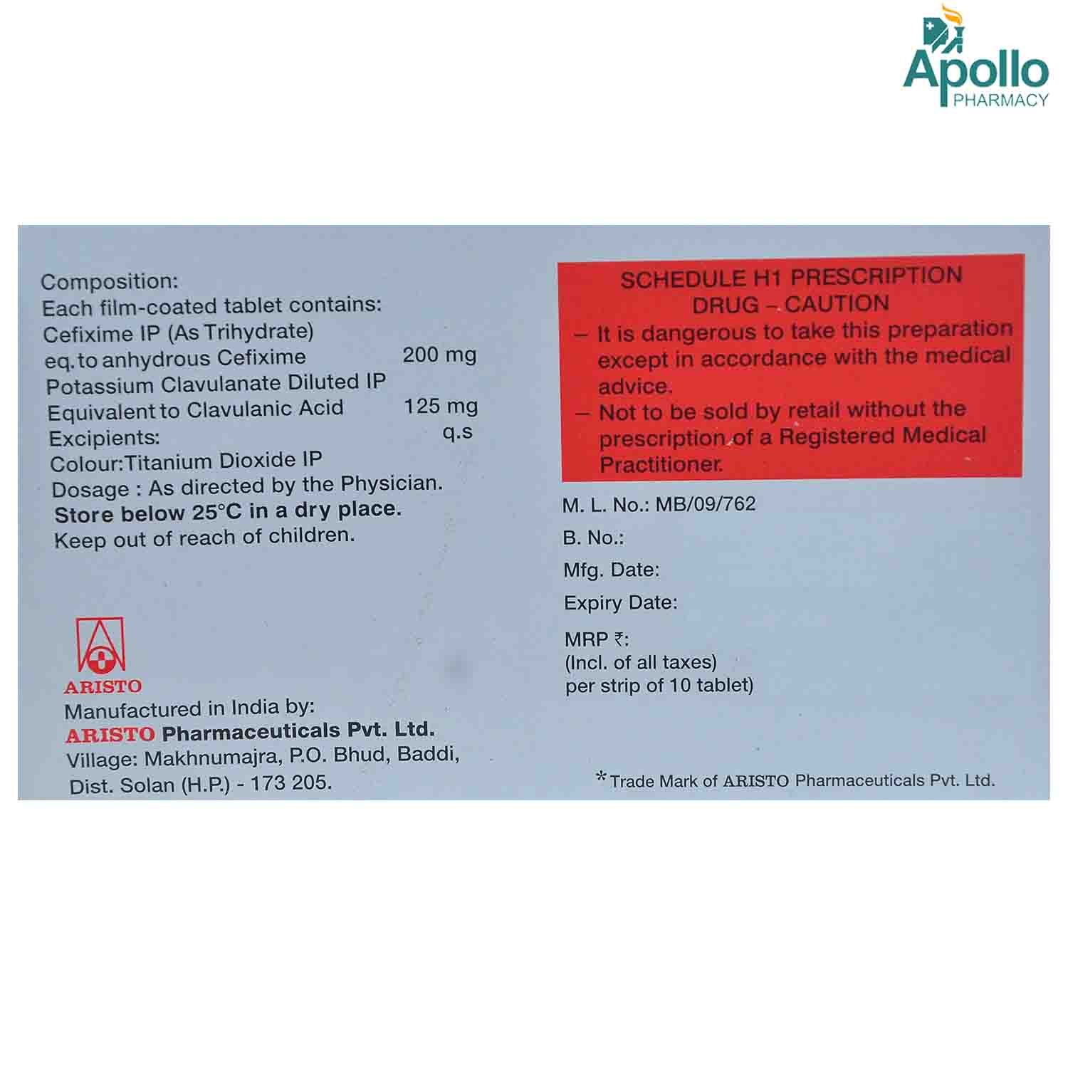 Omnicef-O CV 200 mg Tablet 10's, Pack of 10 TabletS Omnicef-O CV 200 mg Tablet 10's, Pack of 10 TabletS