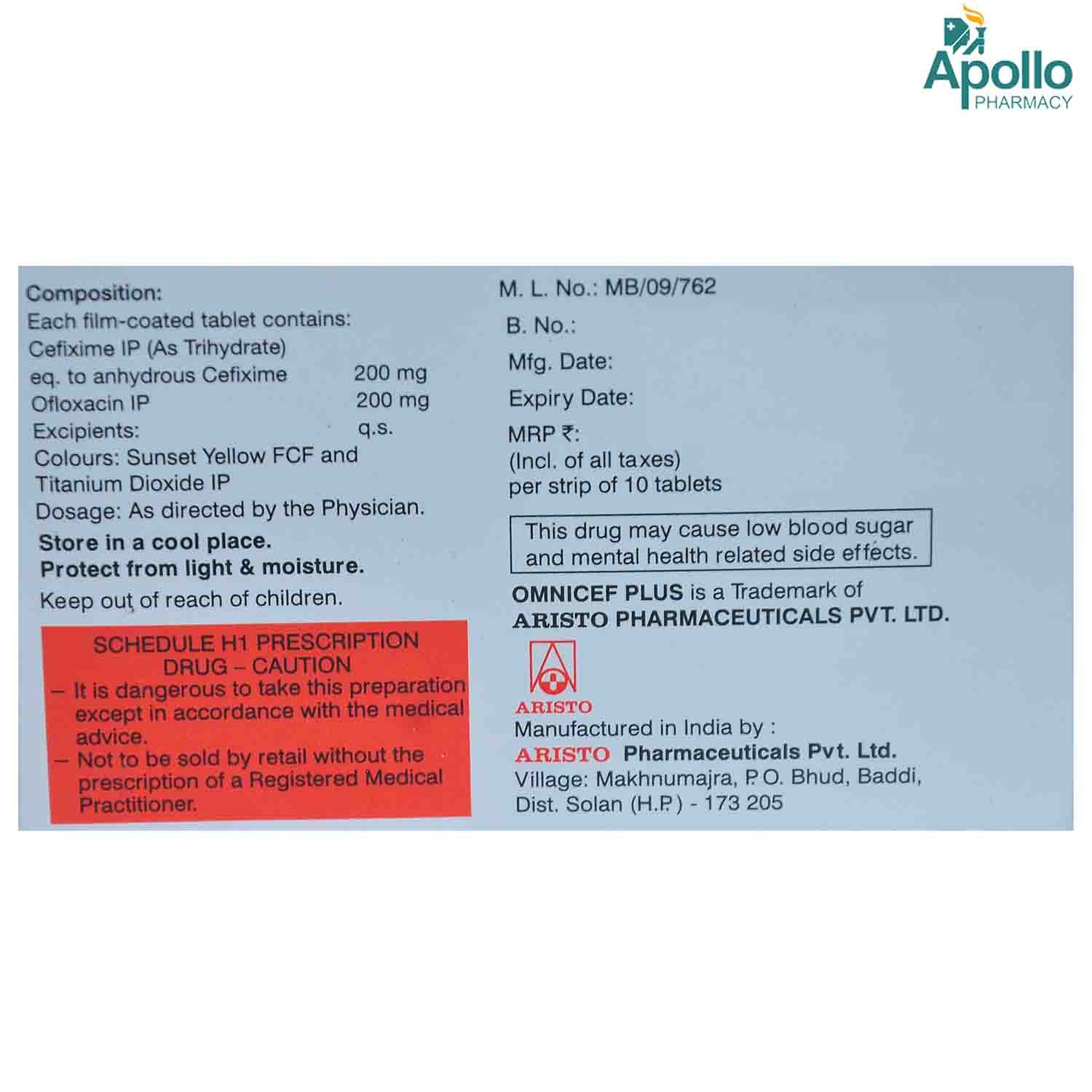 Omnicef Plus Tablet 10's, Pack of 10 TABLETS Omnicef Plus Tablet 10's, Pack of 10 TABLETS