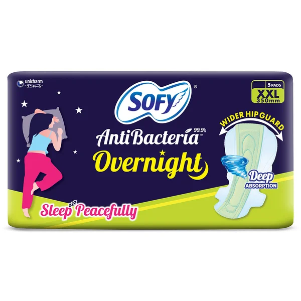 Sofy Anti Bacteria Overnight Sanitary Pads XXL, 5 Count, Pack of 1