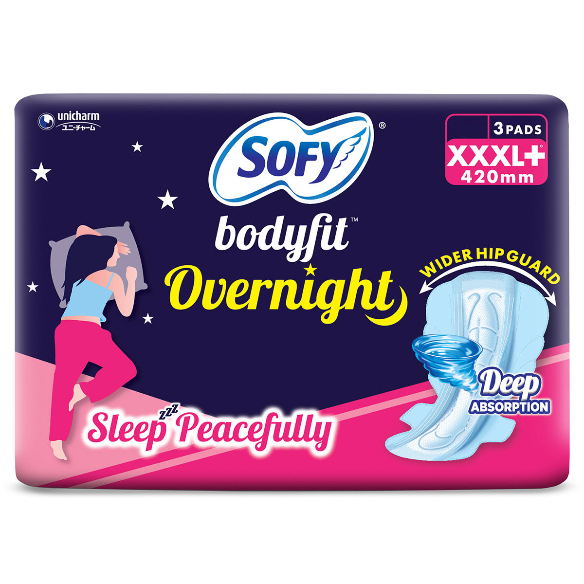 Sofy Bodyfit Overnight Sanitary Pads XXXL, 3 Count, Pack of 1 Sofy Bodyfit Overnight Sanitary Pads XXXL, 3 Count, Pack of 1